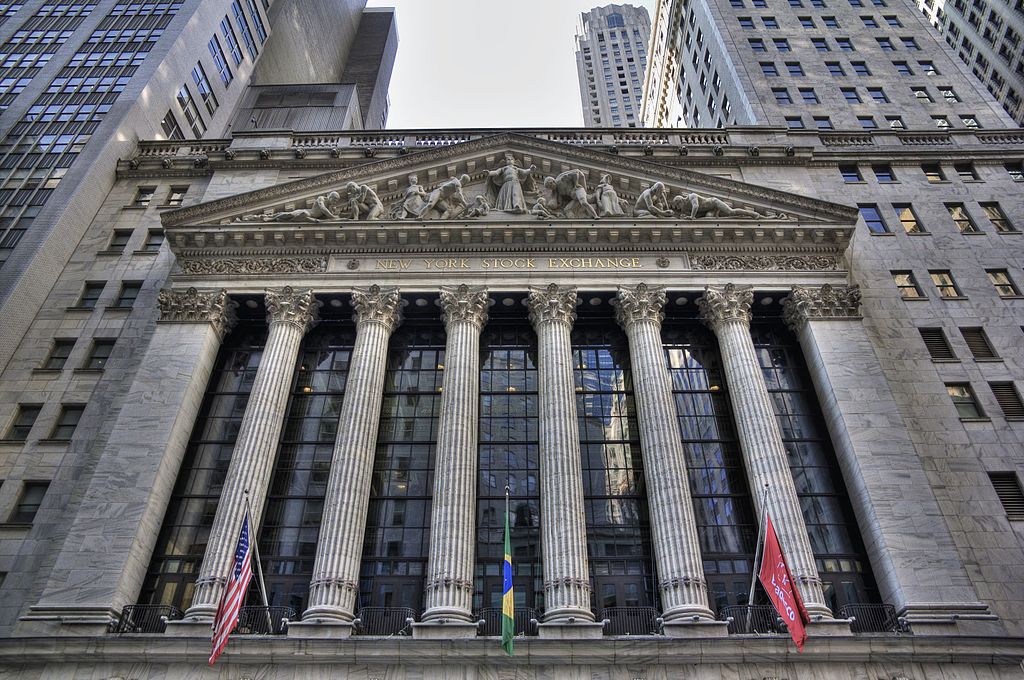 New York Stock Exchange in New York City, USA is the world's largest stock exchange per total market capitalization of its listed companies